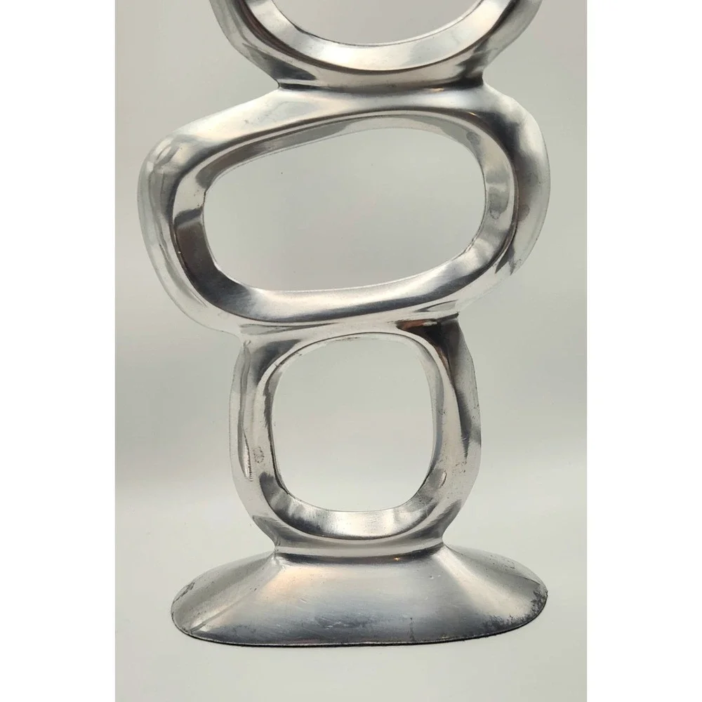 Modernist Candle Holders Brutalist Aluminum Armelent Sculptural Mid Century Pair